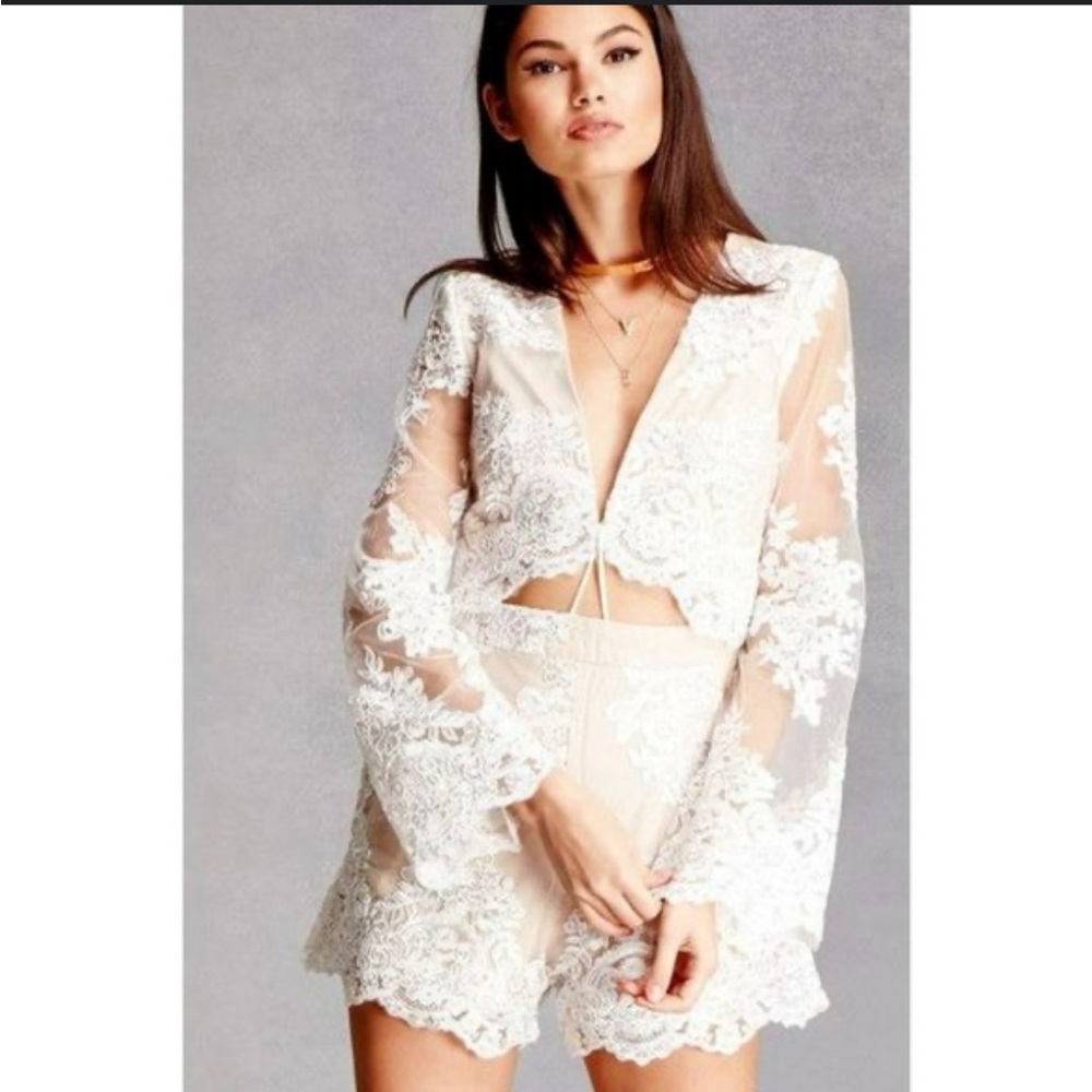 Selfie Leslie Kellen Lace Romper- White